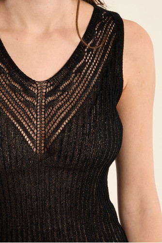 Openwork knit tank top