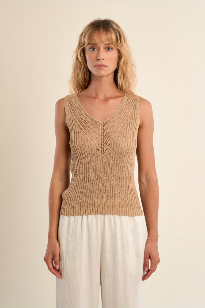 Openwork knit tank top
