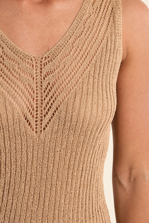 Openwork knit tank top