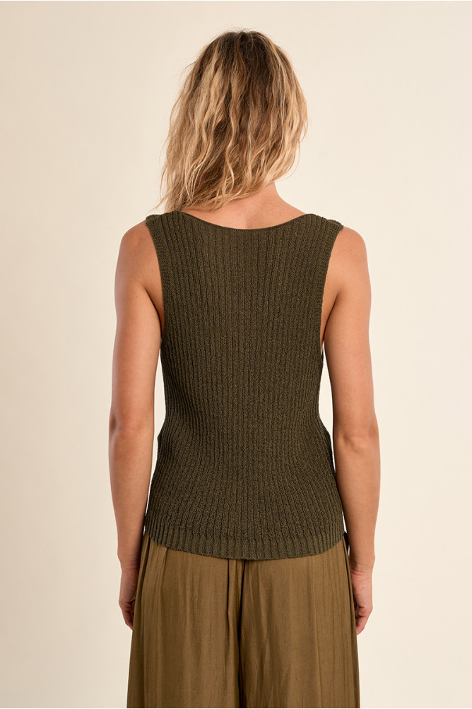 Openwork knit tank top