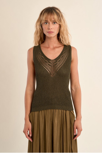 Openwork knit tank top
