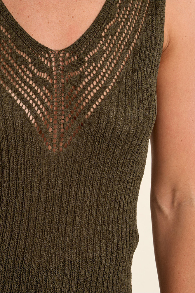 Openwork knit tank top