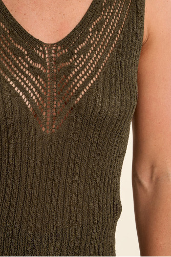 Openwork knit tank top