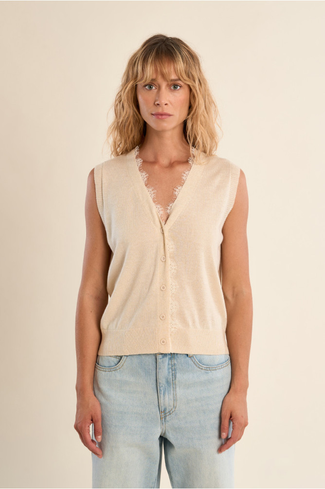 Gilet sans manches, col V