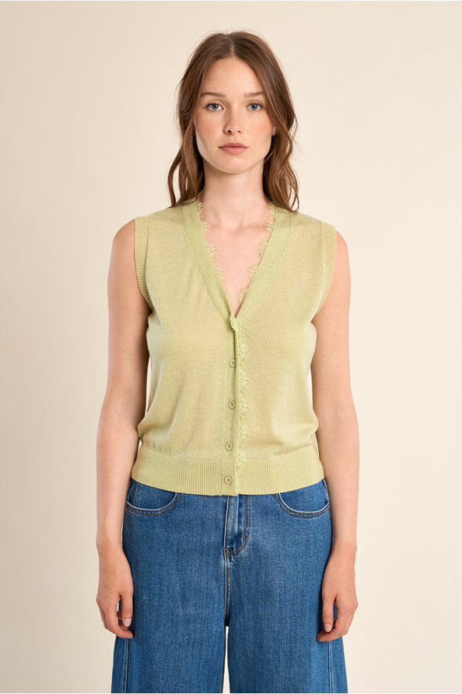 Vest without sleeves, V-neck