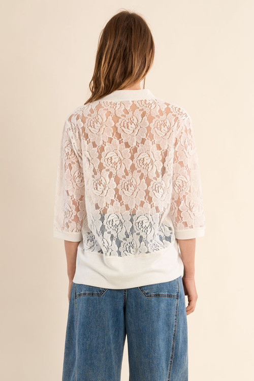 Vest with lace sleeves