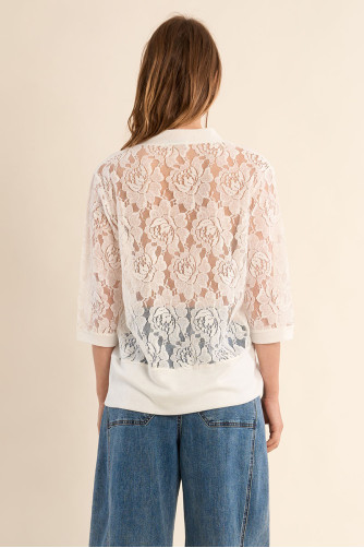 Vest with lace sleeves