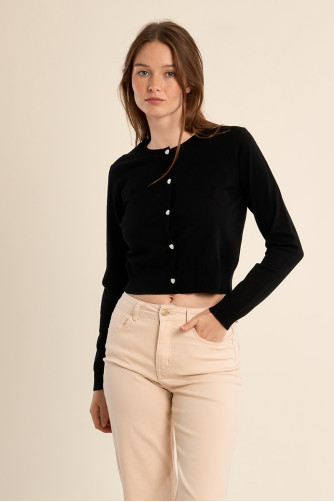 Gilet boutonné, détails cœurs