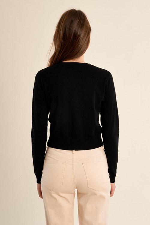 Gilet boutonné, détails cœurs