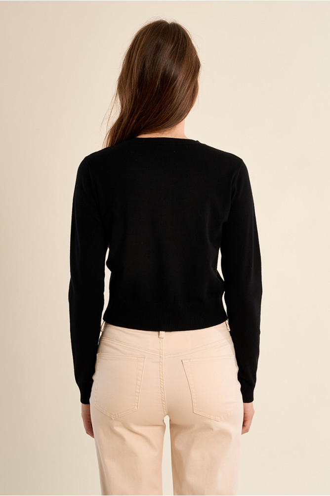 Gilet boutonné, détails cœurs