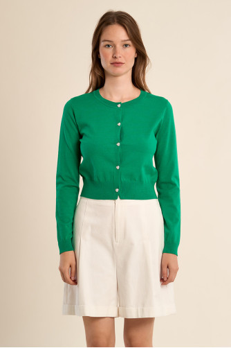 Gilet boutonné, détails cœurs