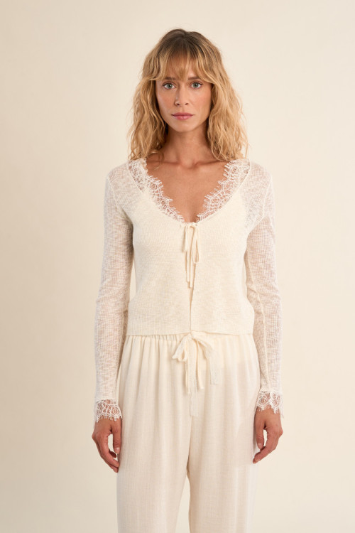 Knotted knit cardigan