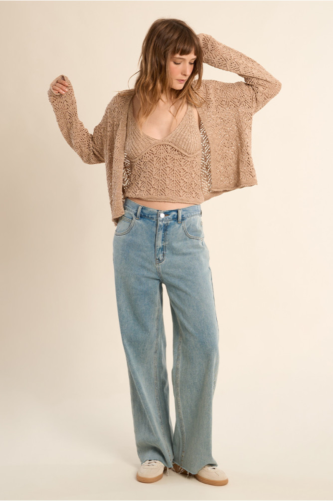 Openwork knit cardigan