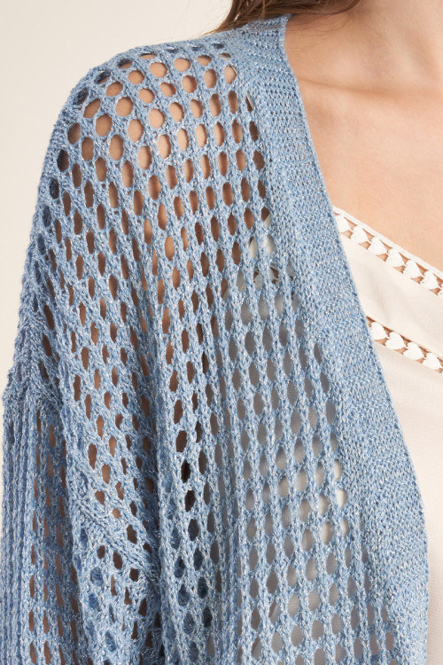 Iridescent and semi-transparent knit cardigan