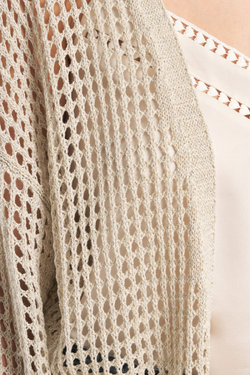 Iridescent and semi-transparent knit cardigan
