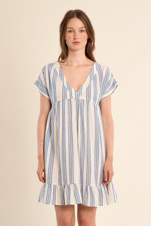 Robe en coton rayée