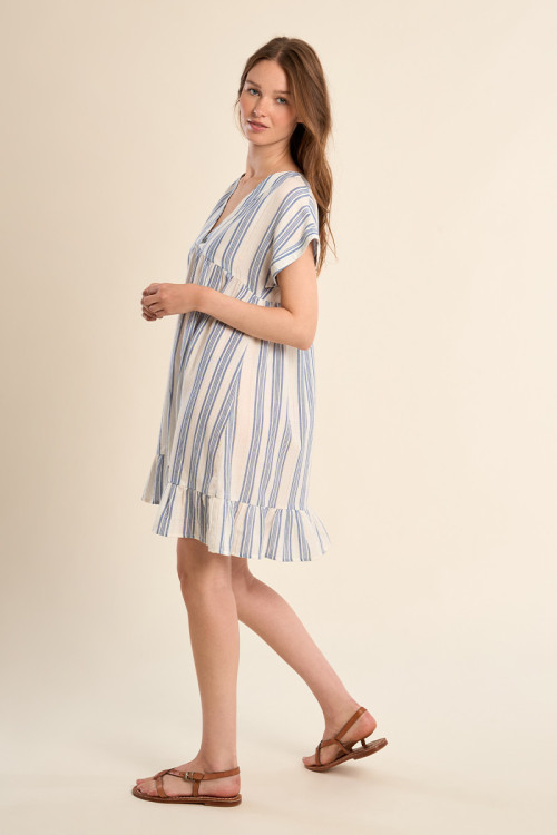Robe en coton rayée