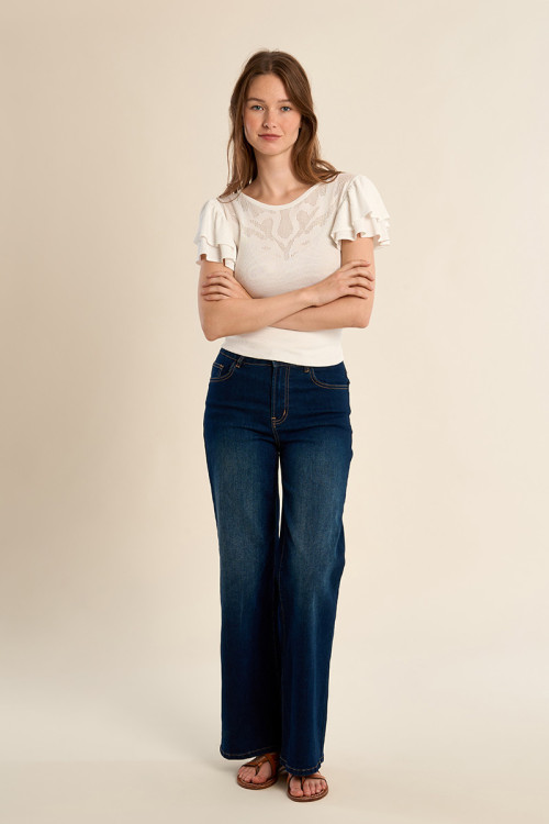 T-shirt avec col en semi-transparence