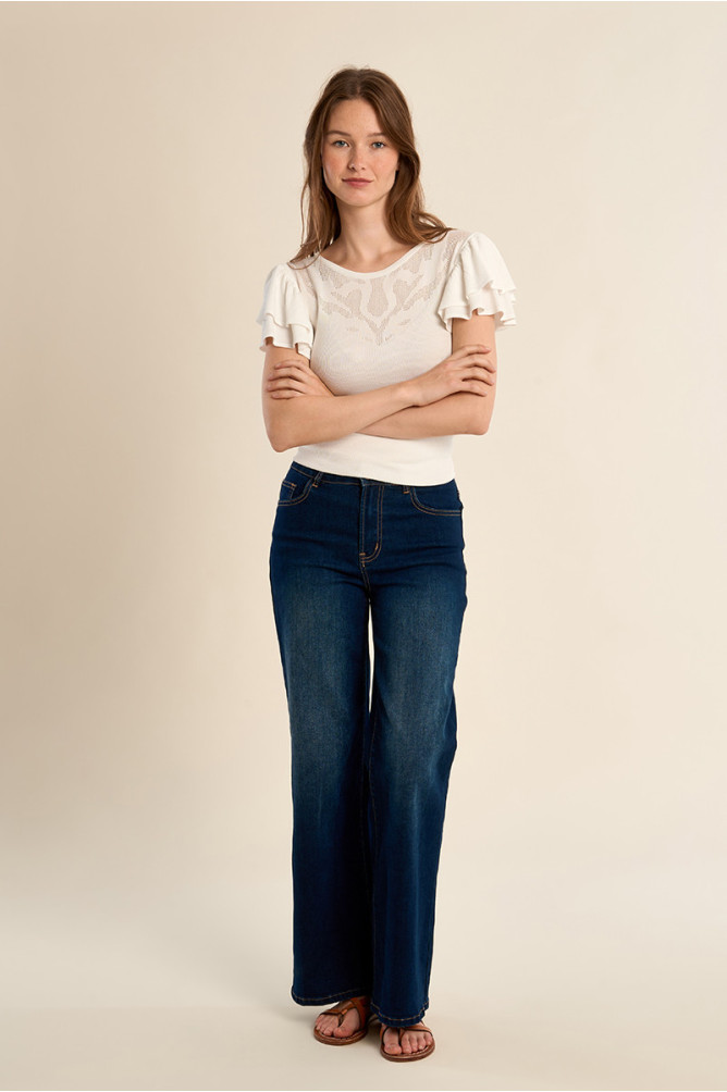 T-shirt avec col en semi-transparence