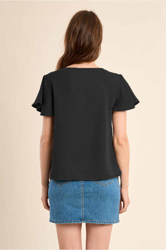 T-shirt décontracté, col brodé