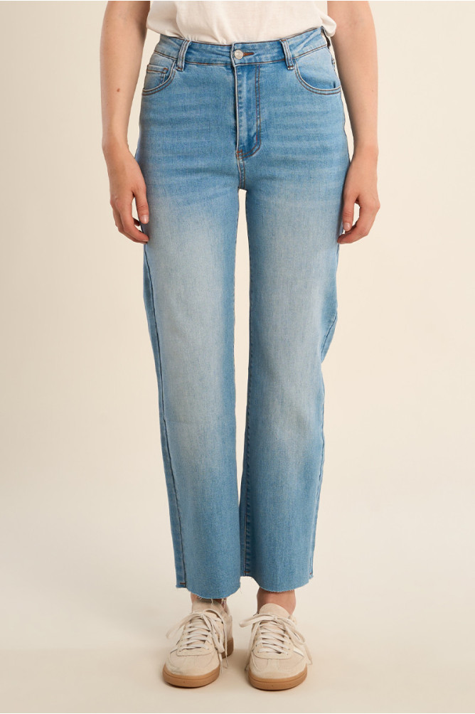 Denim droit, taille haute