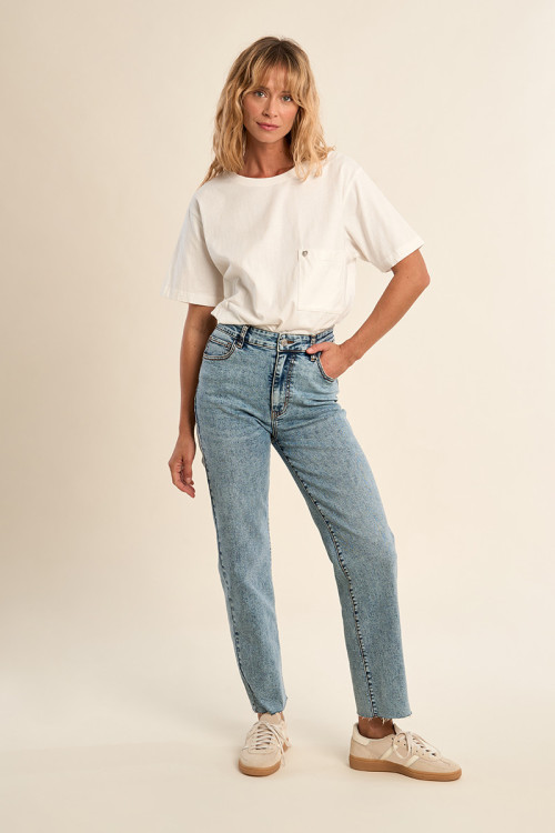 Straight-leg denim, high waist