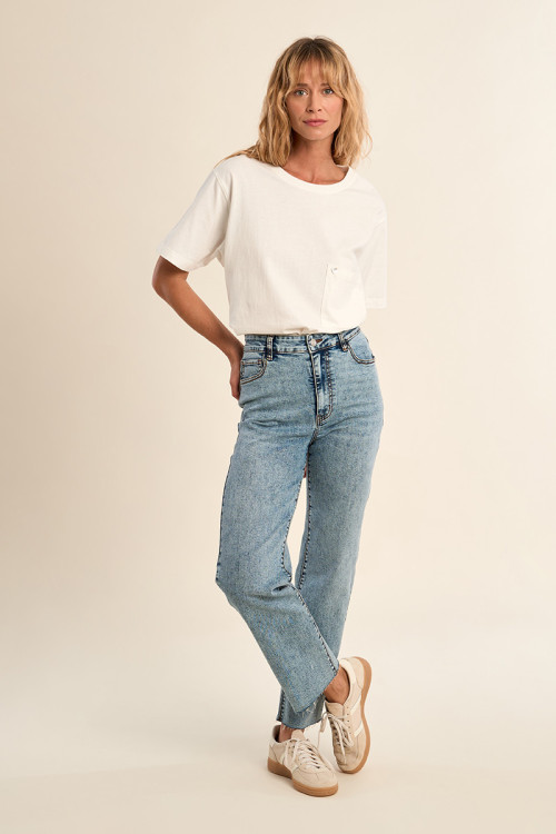 Straight-leg denim, high waist