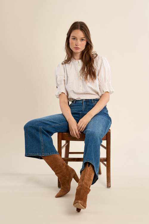 Denim large, coupe crop