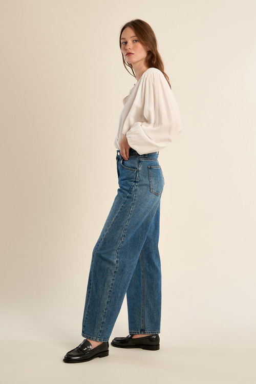 Jean barrel, taille haute