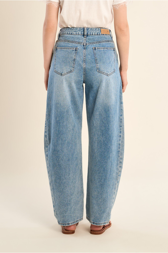 Jean barrel, taille haute