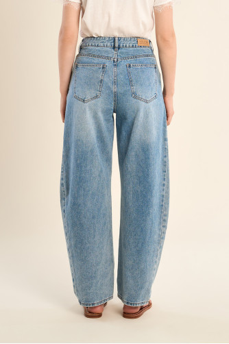 Jean barrel, taille haute
