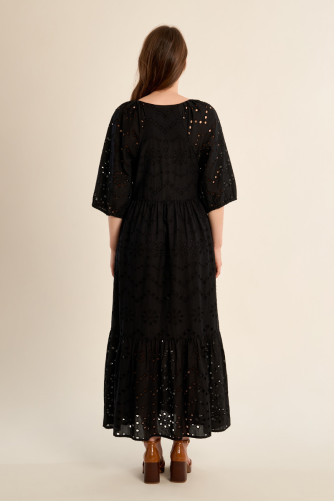 "Long cotton dress, openwork embroidery
"