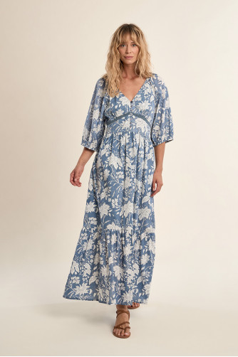 Robe longue imprimée, en coton