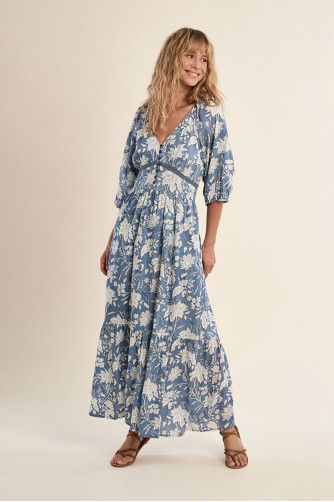 Robe longue imprimée, en coton