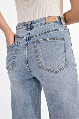 Jeans large à la taille haute