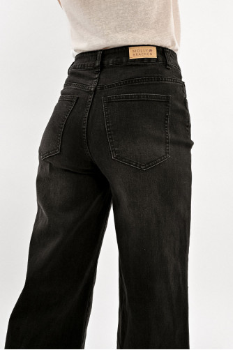 Jeans large à la taille haute