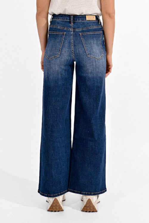 Jeans large à la taille haute