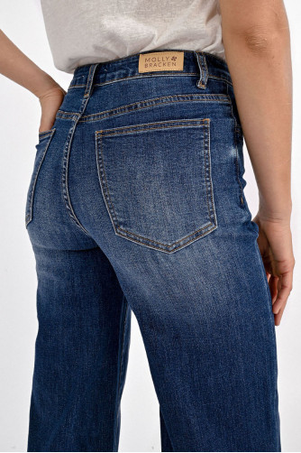 Jeans large à la taille haute