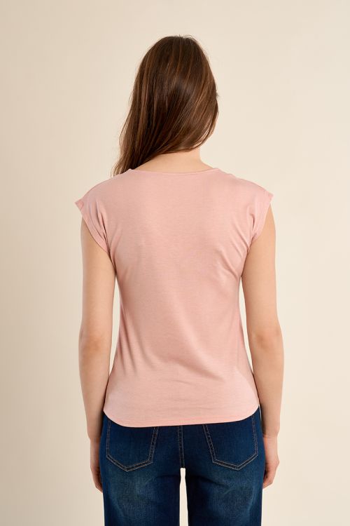 Camiseta de mujer de manga corta, detalle ribete.