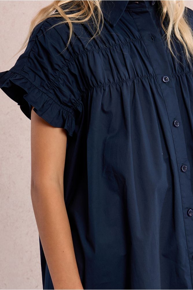 Smocked shirt dress
