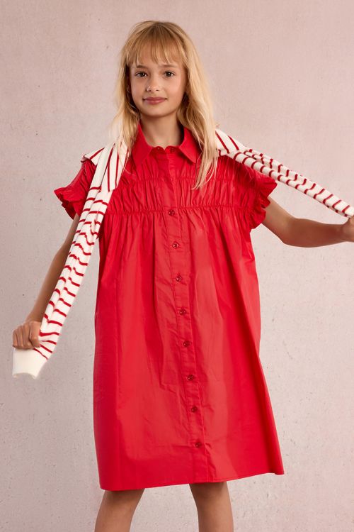 Smocked shirt dress