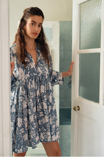 Robe courte imprimée, en coton