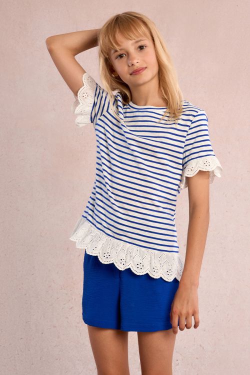 Short de niña corto, detalle pliegues.