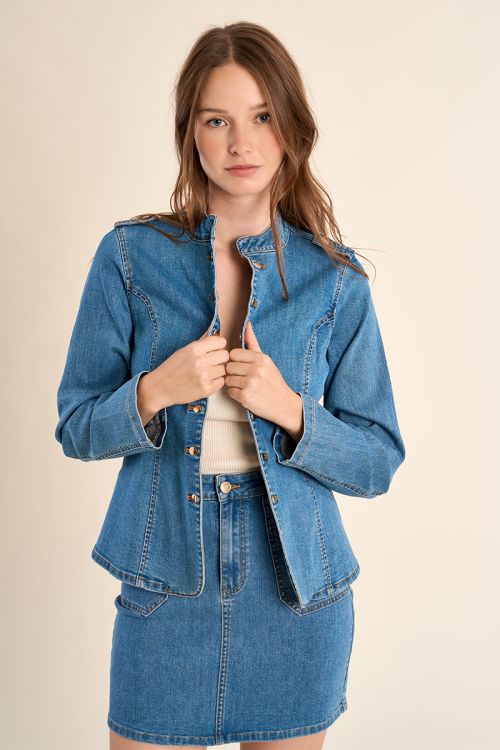 Chaqueta de mujer vaquera, estilo militar.