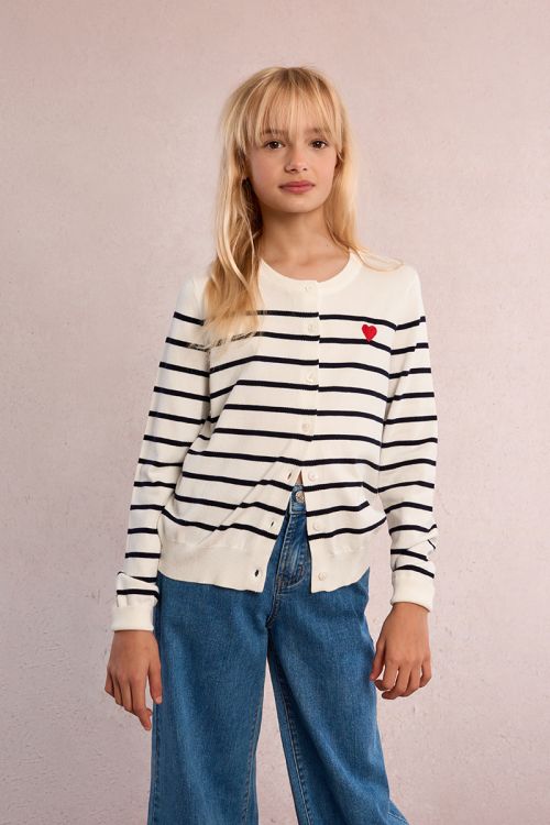 Cárdigan de niña de manga larga, estampado rayas.