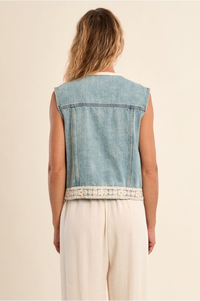 Veston en denim, brodé