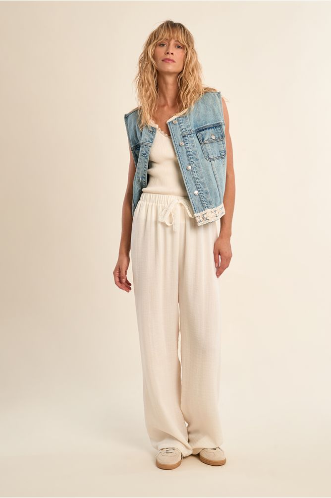 Denim blazer, embroidered