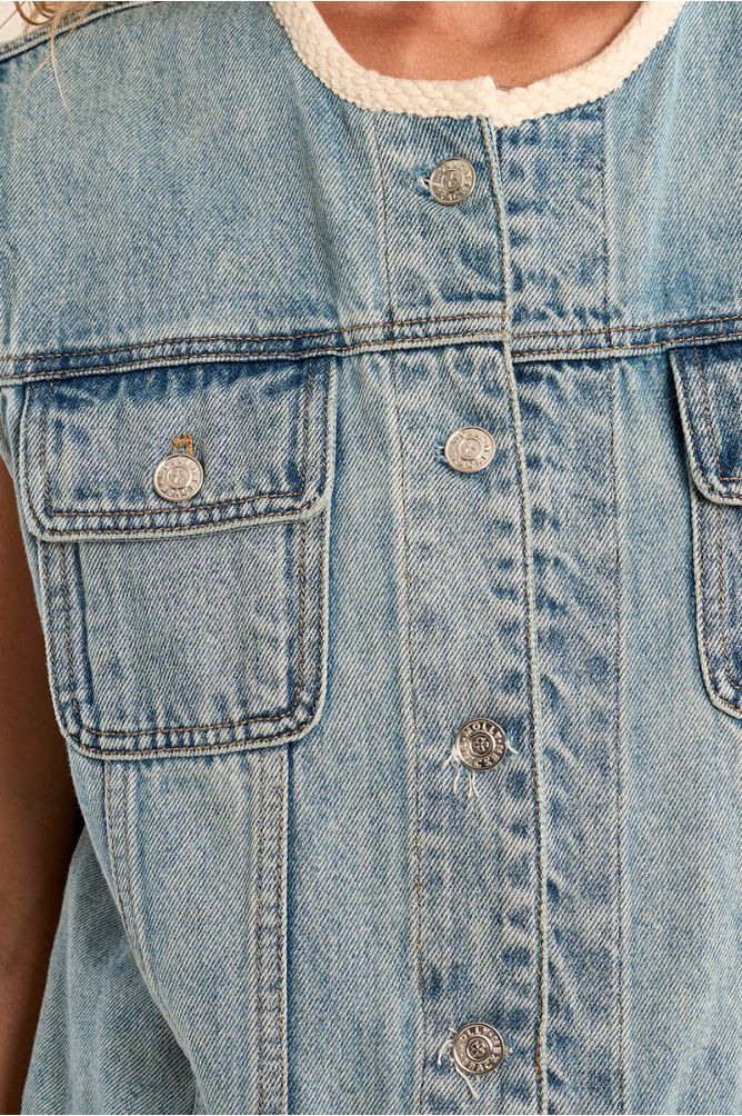 Veston en denim, brodé