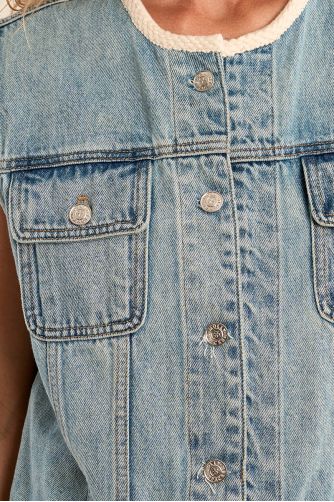 Veston en denim, brodé