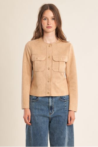 Chaqueta de mujer de manga larga, de antelina.